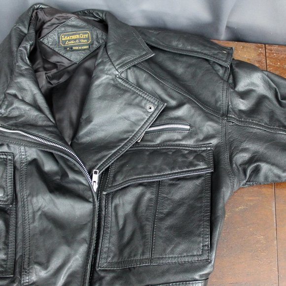 Vtg Genuine Leather Mot-Bomber Style Jacket 8 - Picture 10 of 10